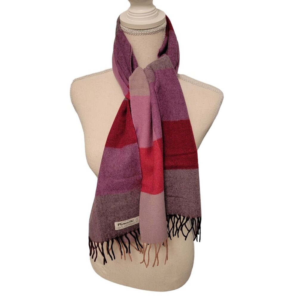 Vintage Plymouth Scarf 100% Superfine Lambswool Striped Scarf West Germany‎